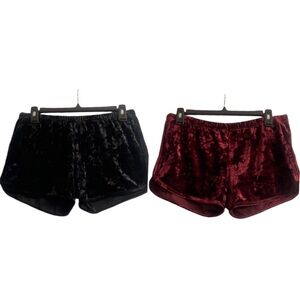 2 FOR $13 Black & Burgundy Velvet Shorts